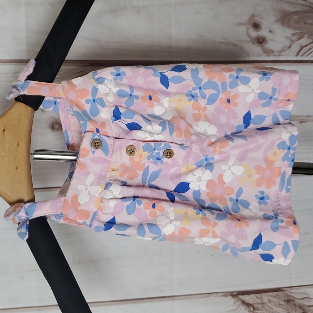 Carter's Baby Girl Spaghetti Strap Floral Print Shirt Size 6 Months 100% Cotton